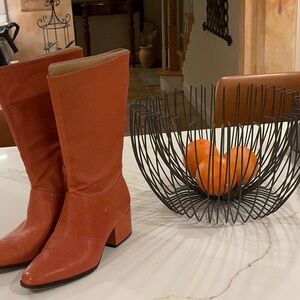 Franco Sarto Burnt Orange Leather Heeled Boots